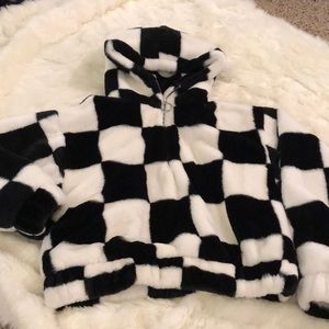 Checkered plush jacket